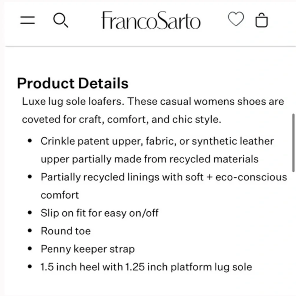 Franco Sarto Loafers Balin Lug Sole Penny Glossy Black Leather Size 6,5 - Picture 9 of 9